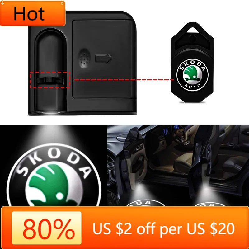 

For Skoda Car Sticker 2025 New LED Car door universal projector high-definition welcome lights For Skoda Octavia Kodiaq Fabia Ra