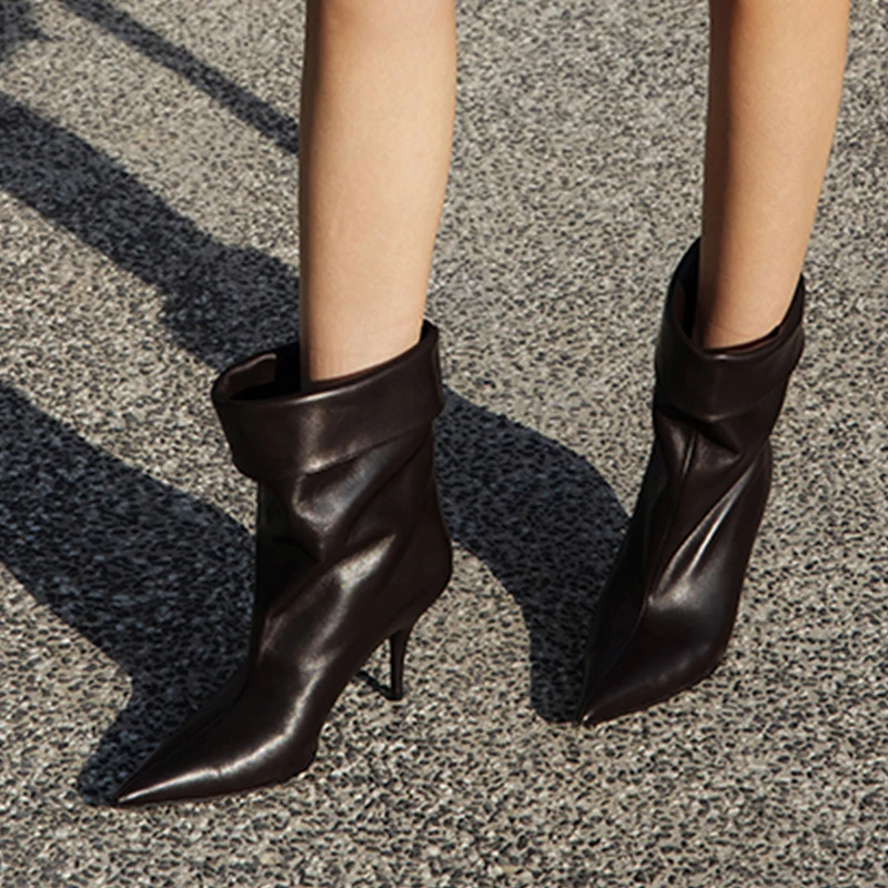 مصمم أشار تو الأحذية النسائية مثير عالية الكعب أحذية الشتاء تشيلسي أحذية امرأة 2025 جديد فستان الحفلات مضخات Mujer قصيرة بوتاس #5