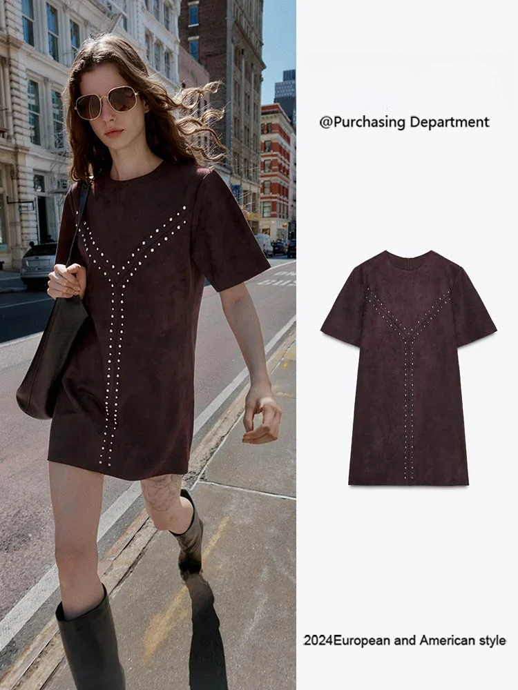 

Faionable ort Sve Faux Leather Effect Rivet Dr, Новое поступление для женщин, зима 2022, Ele Aosphere Dr