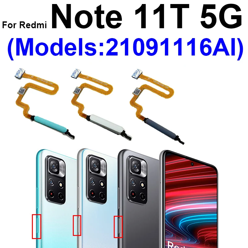 Fingerprint Sensor Flex Cable For Xiaomi Redmi Note 11T 5G 21091116AI Finger Print Power Button Home Key Flex Ribbon Parts