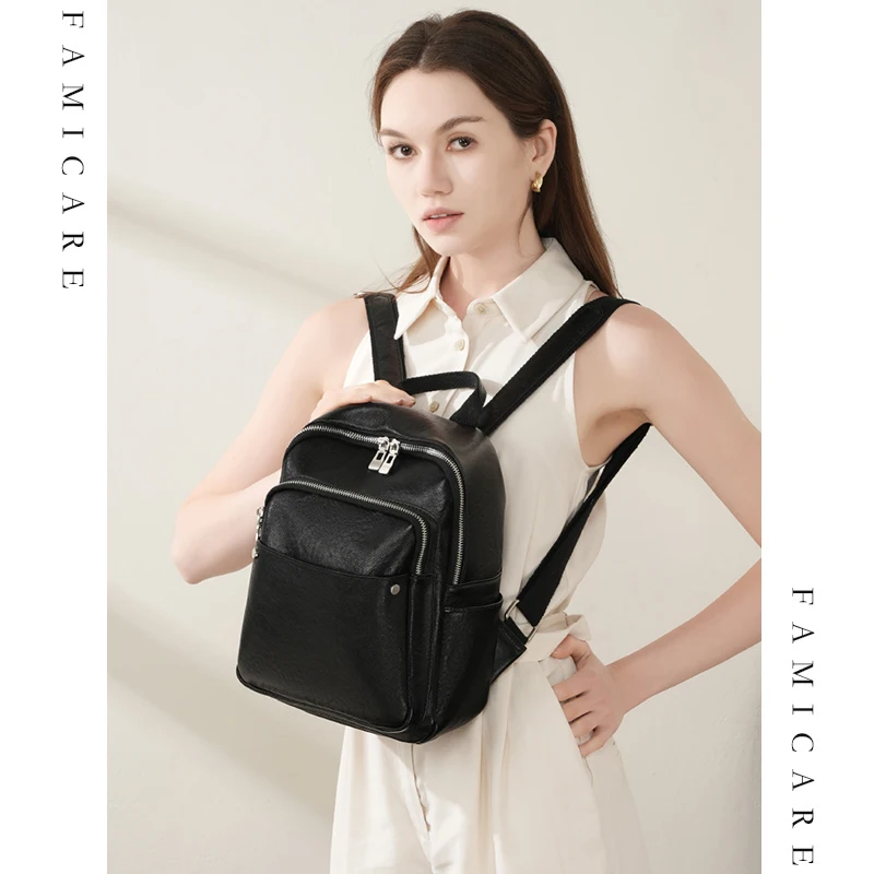 حقيبة ظهر نسائية صيفية ذات سعة كبيرة حقيبة كتف للسيدات من الجلد المدبوغ بالخضراوات للسفر للفتيات جديدة 2025 #6