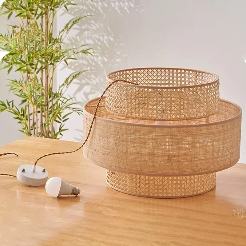 Wabi Sabi Ceiling Lamps Restaurant Hotel Shop Rattan Ceiling Light Living Dining Room Art Deco Pendant Light Home Decor Items