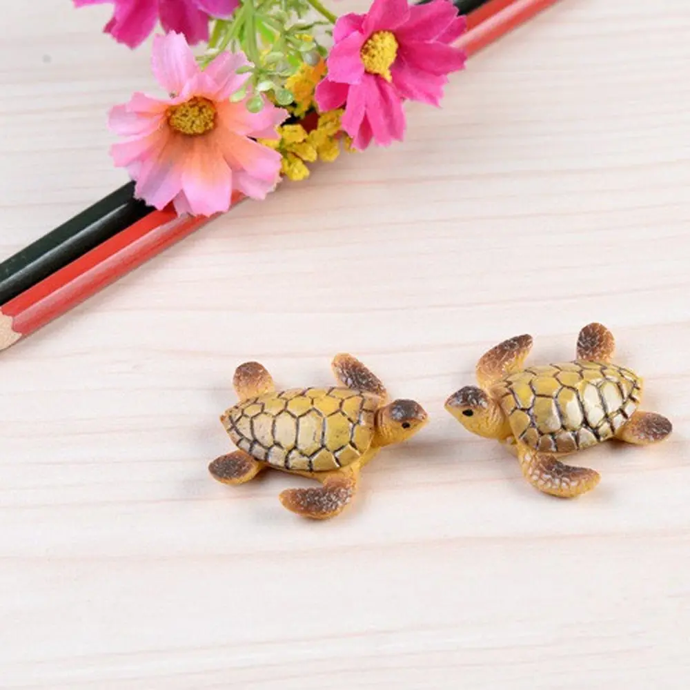 2Pcs Mini Sea Turtle Figurines Resin Turtle Miniatures Micro Landscape Garden Moss Bonsai Ornaments Fish Tank Home Desk Decor