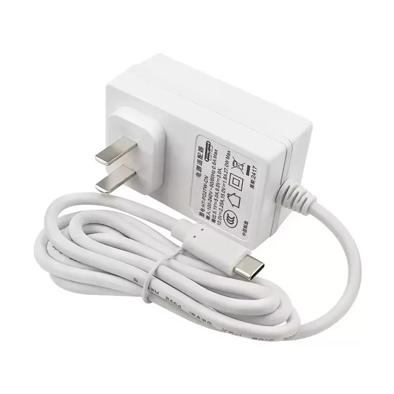 

AC DC Raspberry Pi 5 Power Adapter Type-C Port 27W US EU UK 5.V 5A PD Standard 1.2 Meters