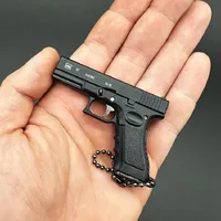 1: 3 Semi Alloy Glock 17 Pistol Shell Throwing Gun Models Mini Metal Toys Detachable Toy Gun Ornament Pendant Fake Gun for Gift