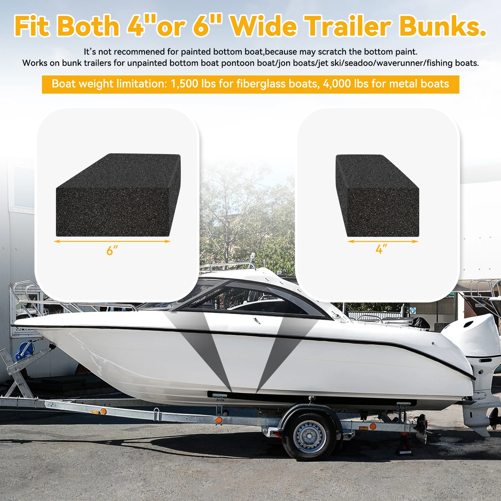 Boat Trailer Bunk Slide Pads and Boat Trailer Glide Bunk Enders For Launching & Loading Boat on/Off Trailer Easier 3\