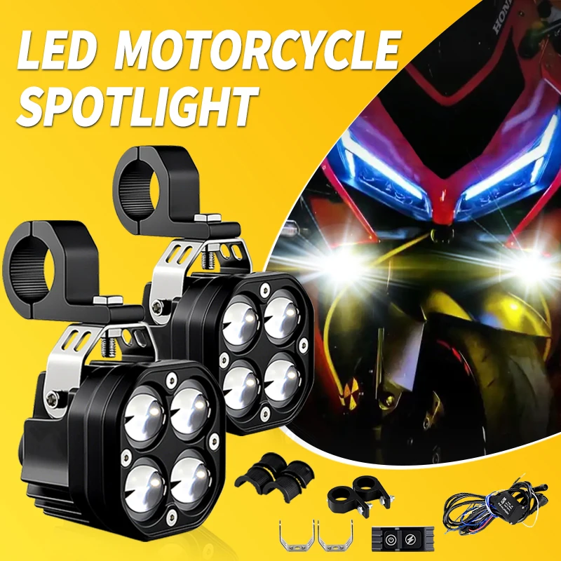 

1 Set For Honda CBR650F CB650F CB650R CBR650R Motorcycle Headlight Auxiliary Spotlight Universal Moto LED Fog Light Driving Lamp