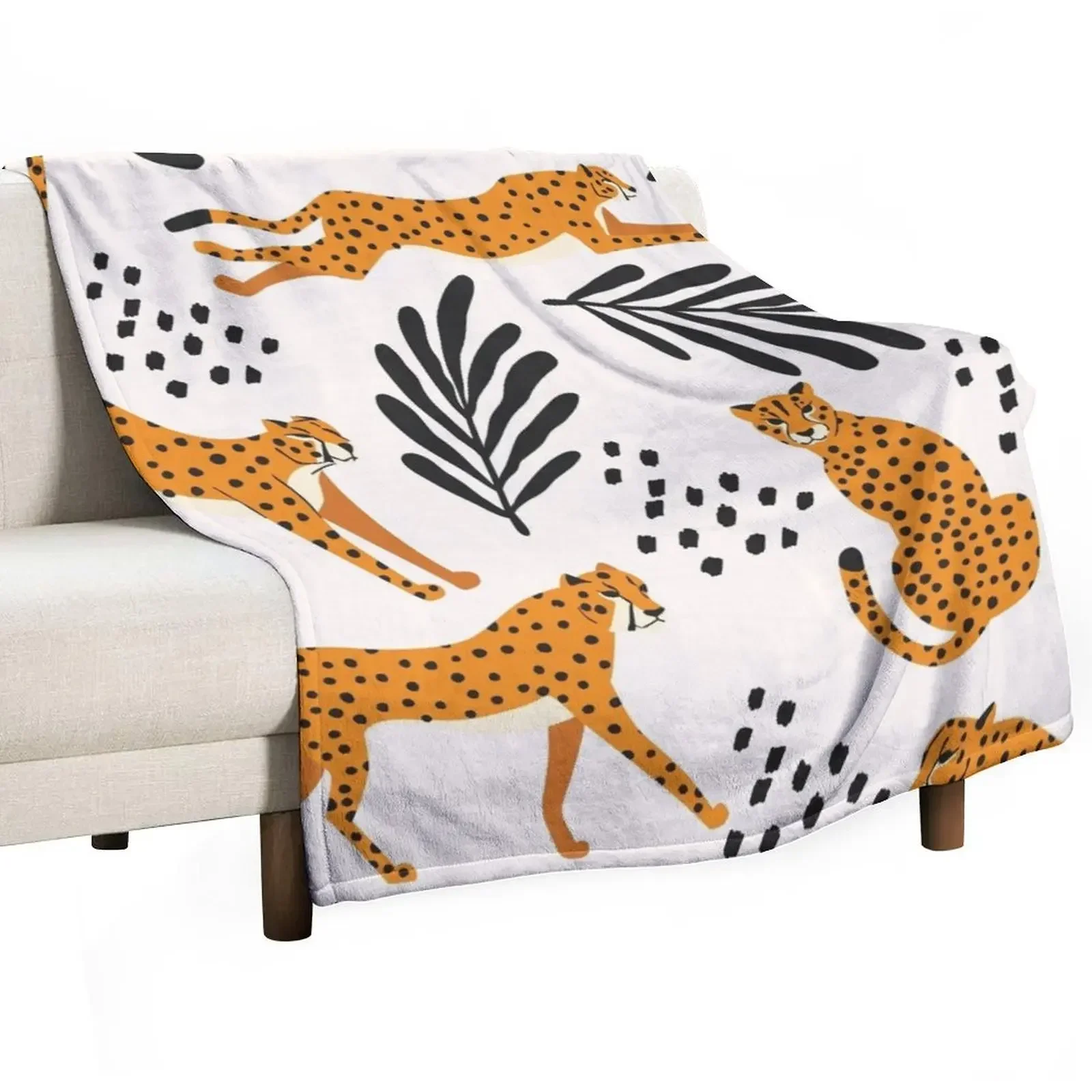 

Cheetahs pattern on white Throw Blanket Thins Blankets For Sofas Luxury Thicken Blankets