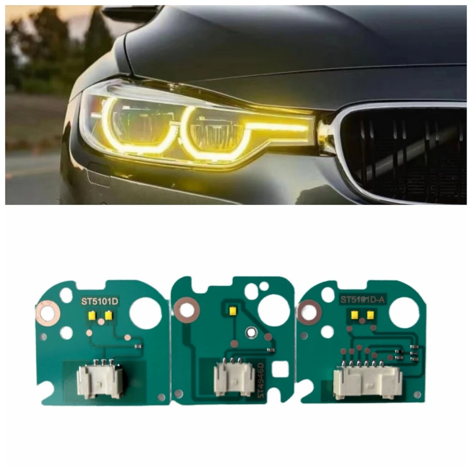 BMW 3シリーズ用LEDカーヘッドライト,エンジェルアイ,明るい黄色,f30