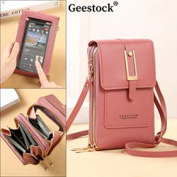 Geestock Soft Leather Women's Bag Touch Screen Mobile Bags Wallets Fashion Women Bags Crossbody Shoulder Strap Handbag Coin Purs