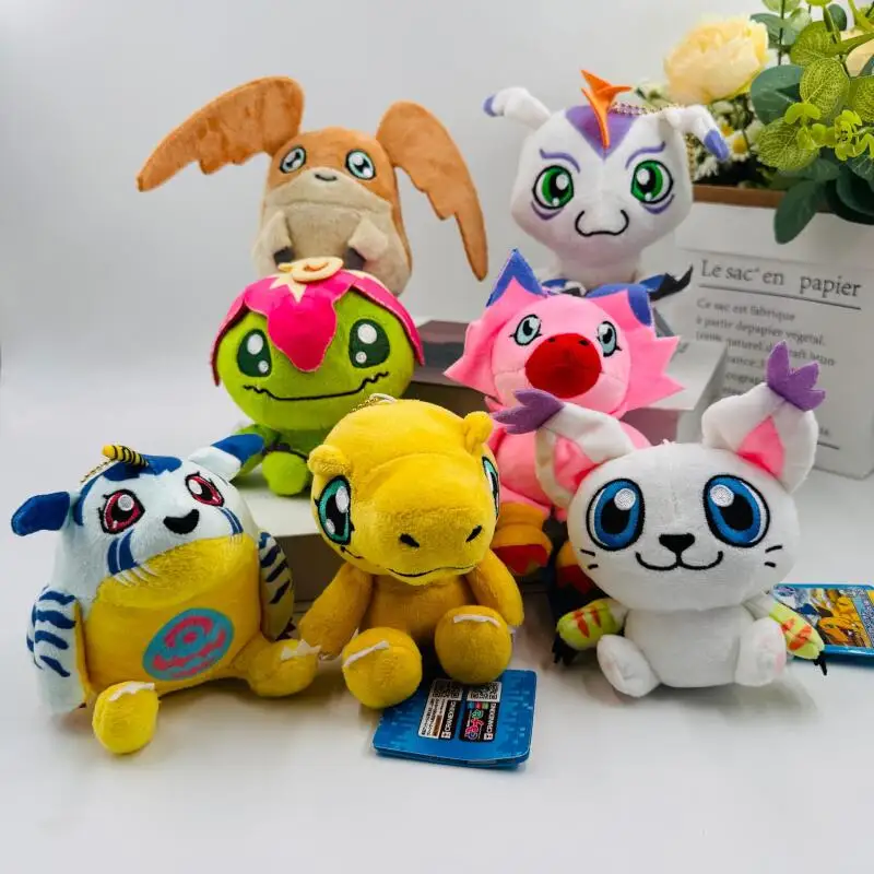 Japanese Animation Digimon Adventure Agumon Tailmon 12Cm Plush Keychain Boy Backpack Zipper Decorative Pendant Birthday Gift Toy