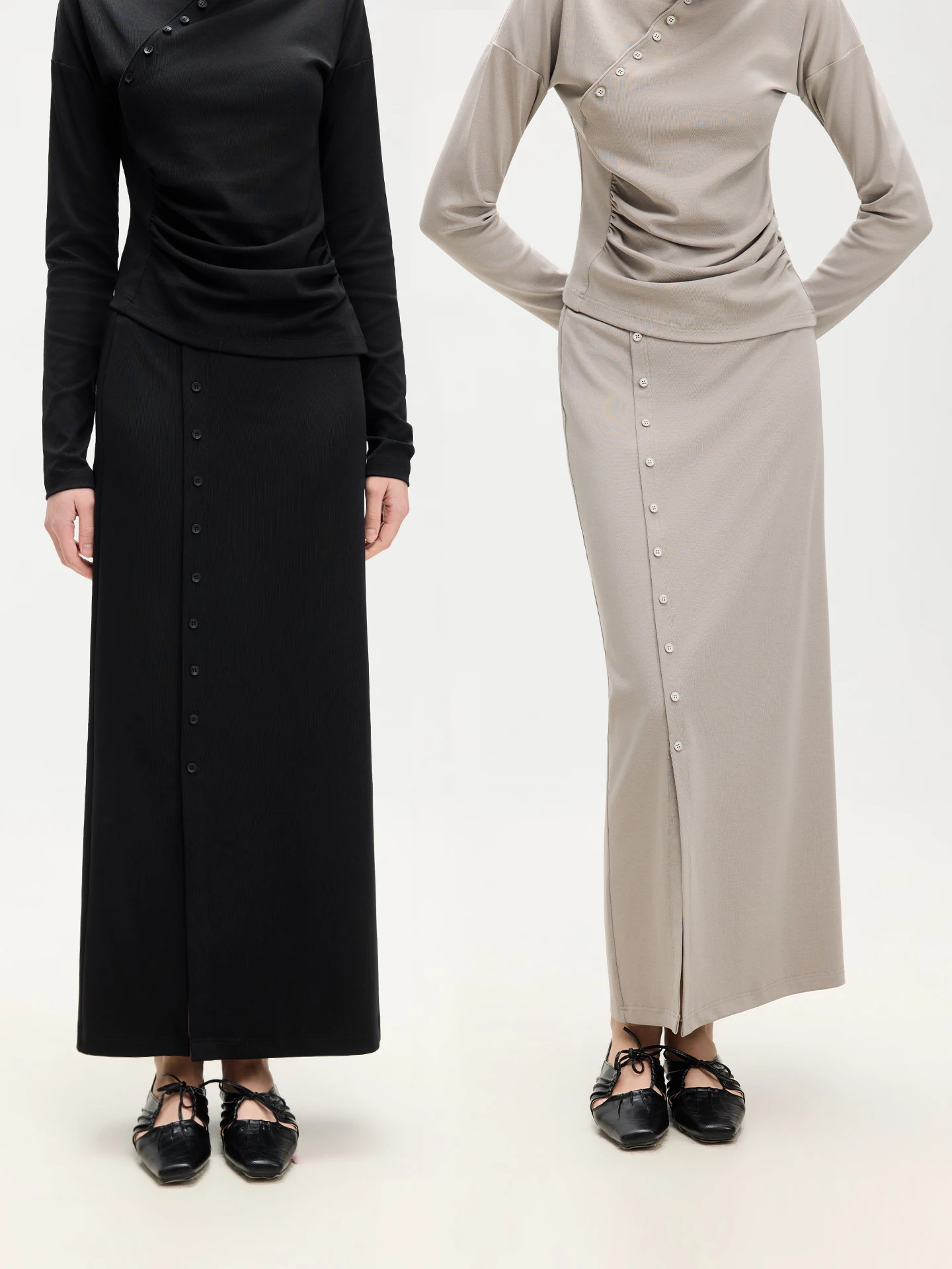 Falda Cruzada de Punto LUR, Diseño de Primavera 2026, Largo Midi, con Lurex de Seda, Cintura Alta Elástica, Estilo Casual