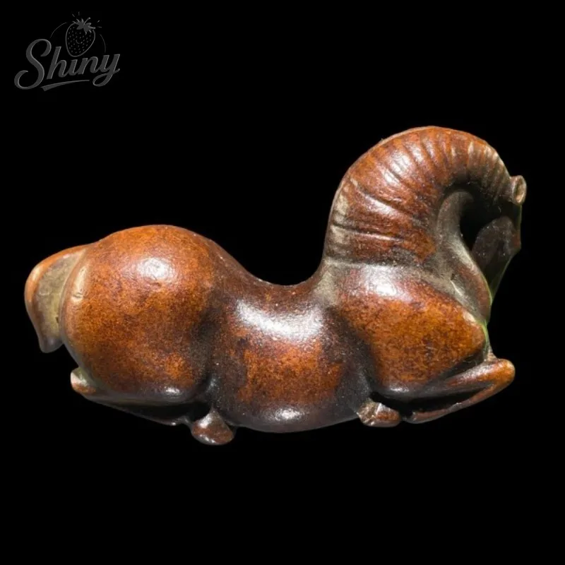 الرجعية الصلبة البرونزية الصينية تانغ سلالة الحصان زودياك تمثال حامل قلم ومسطرة