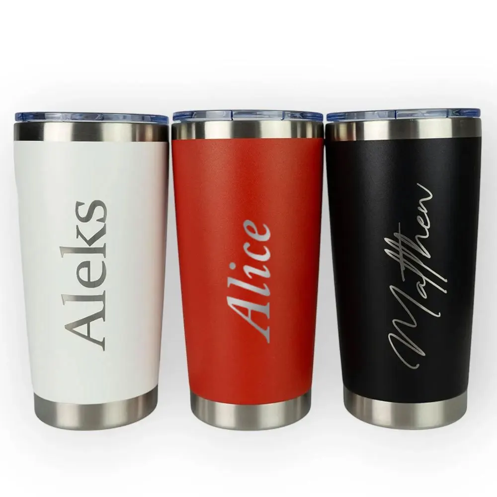 Custom Signature Name Tumbler Personalized Engraved Stainless Steel Insulated Cup, Portable Travel Coffee Mug with Lid & Straw.