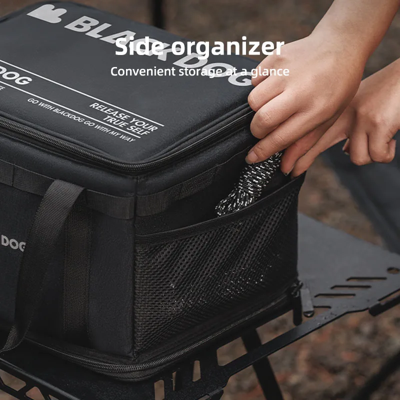 Black Dog Outdoor Camping Equipment Storage Bag Portable Collapsible Storage Bag Gas Canisters Picnic Cookware Bag Utensils Bag