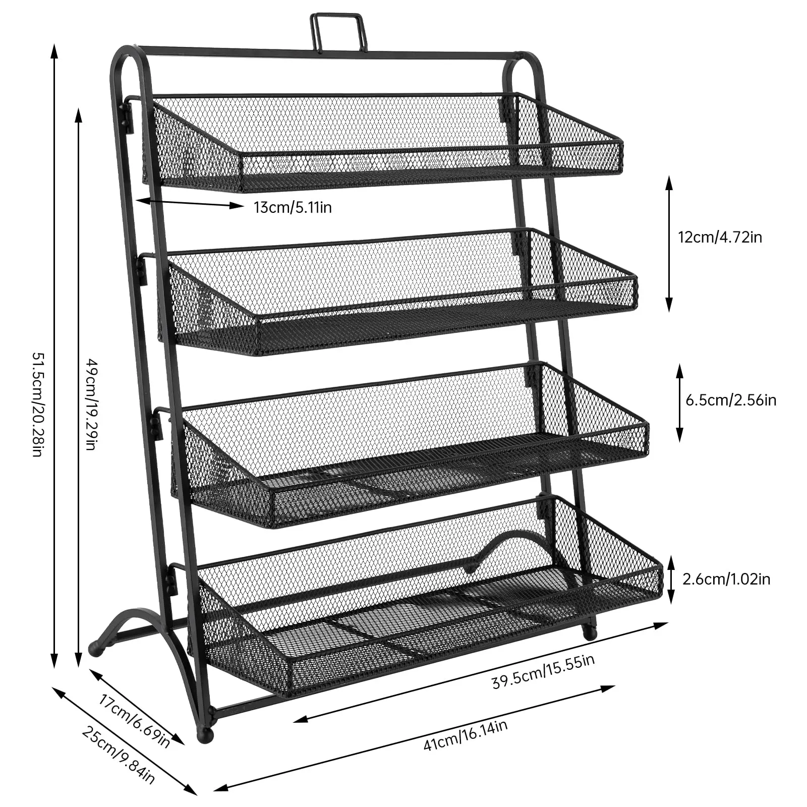 4 Tier Candy Display Rack, Metal Snack Display for Counter, Snack Organizer for Countertop, Chip Rack Display Stand Chip Bag Hol
