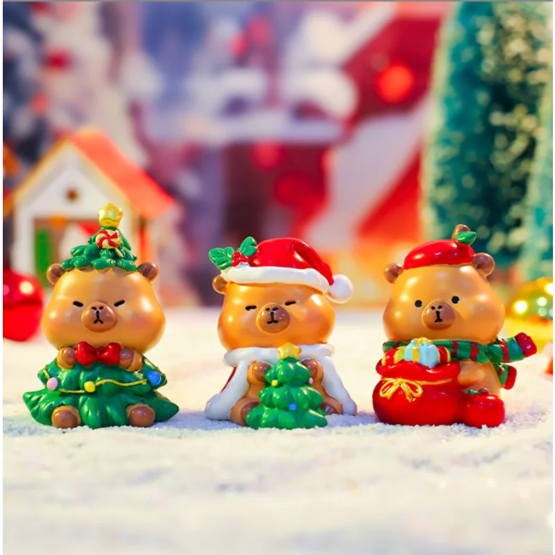 Christmas Capybara Blind Box Simulation Mini Capibara Action Figures Doll Children Birthday Christmas Toy Gift
