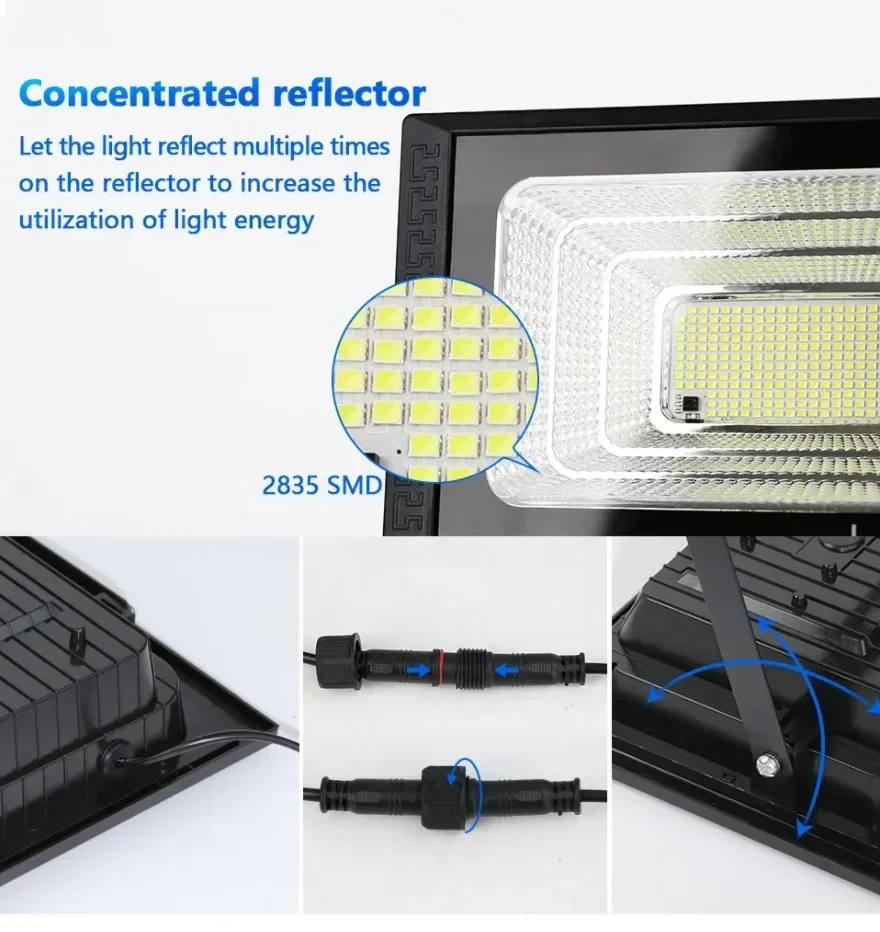 원격 제어 야외 IP67 방수 태양 광 발전 스포트라이트 태양 반사판 벽 램프와 새로운 50-200W 태양 홍수 조명