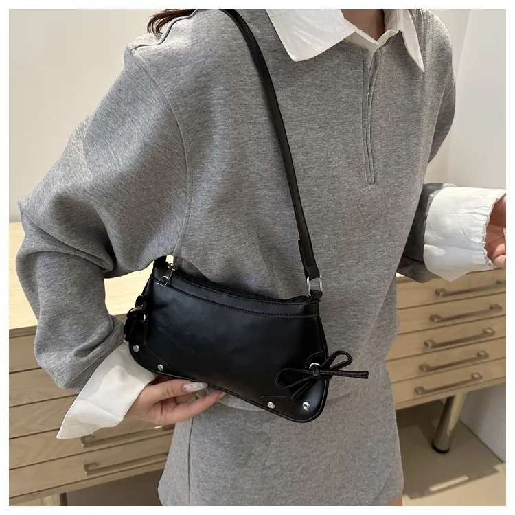 Neue Achselhöhle Tasche Trendy Schulter Tasche für Frauen Süße Doppel Bogen Handtasche Damen Tasche Retro Mode Weibliche Leopard Print Schulter Tasche – Detail 25