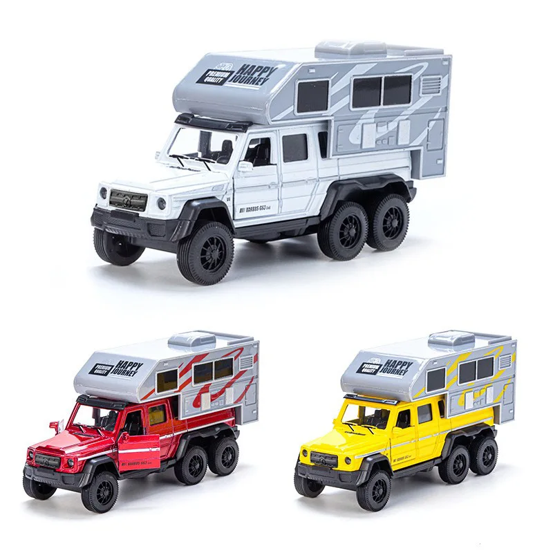 1 個合金キャラバンシリーズシミュレーション 1:32 合金ツーリングキャラバンモデル子供のプルバック車のおもちゃの装飾品少年のおもちゃモデル