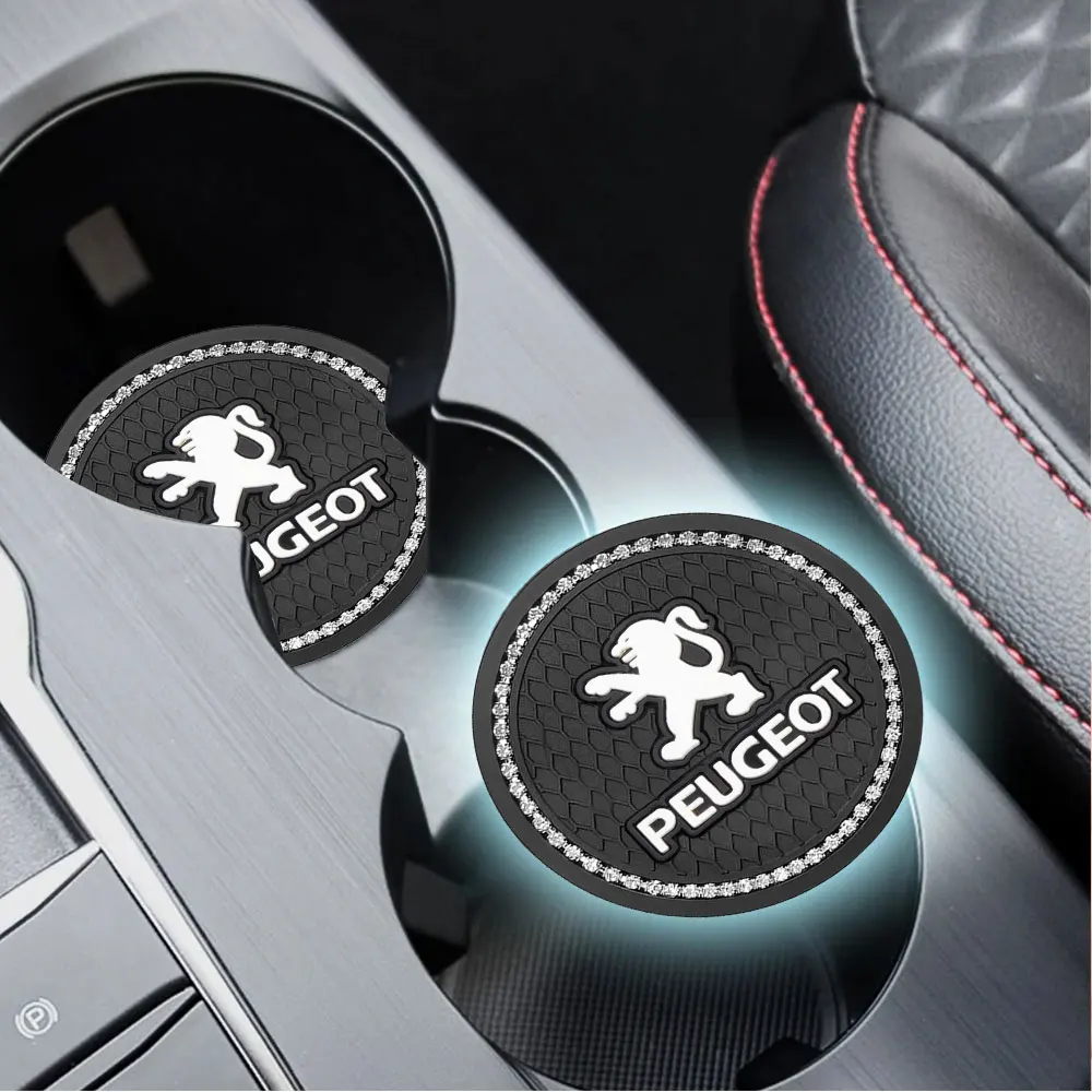 Car Coasters Non-slip Diamond Cup Pads Auto Interior Accessories For PEUGEOT 208 308 2008 3008 3008 4008 RCZ 607 108 206 207 307