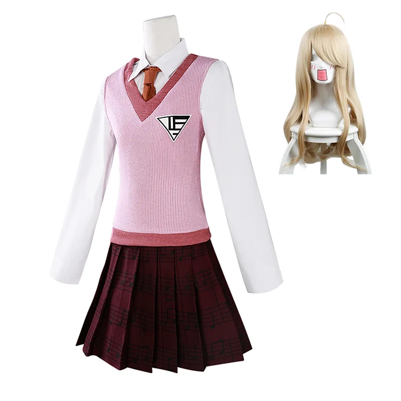 

Akamatsu Kaede Cosplay Danganronpa Cosplay Costume Wig Women Outfits Sweater Vest Skirt Halloween Carnival Party Role Play Suit