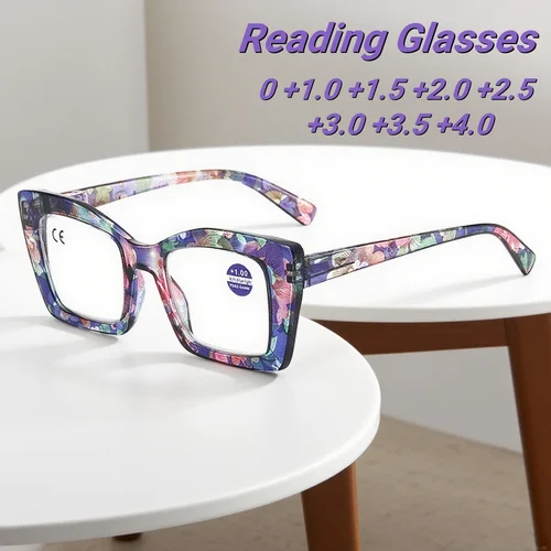 2025 Nuevas gafas de presbicia para mujer con montura grande a la moda, gafas de protección contra luz azul con textura de alta definición de Color neutro