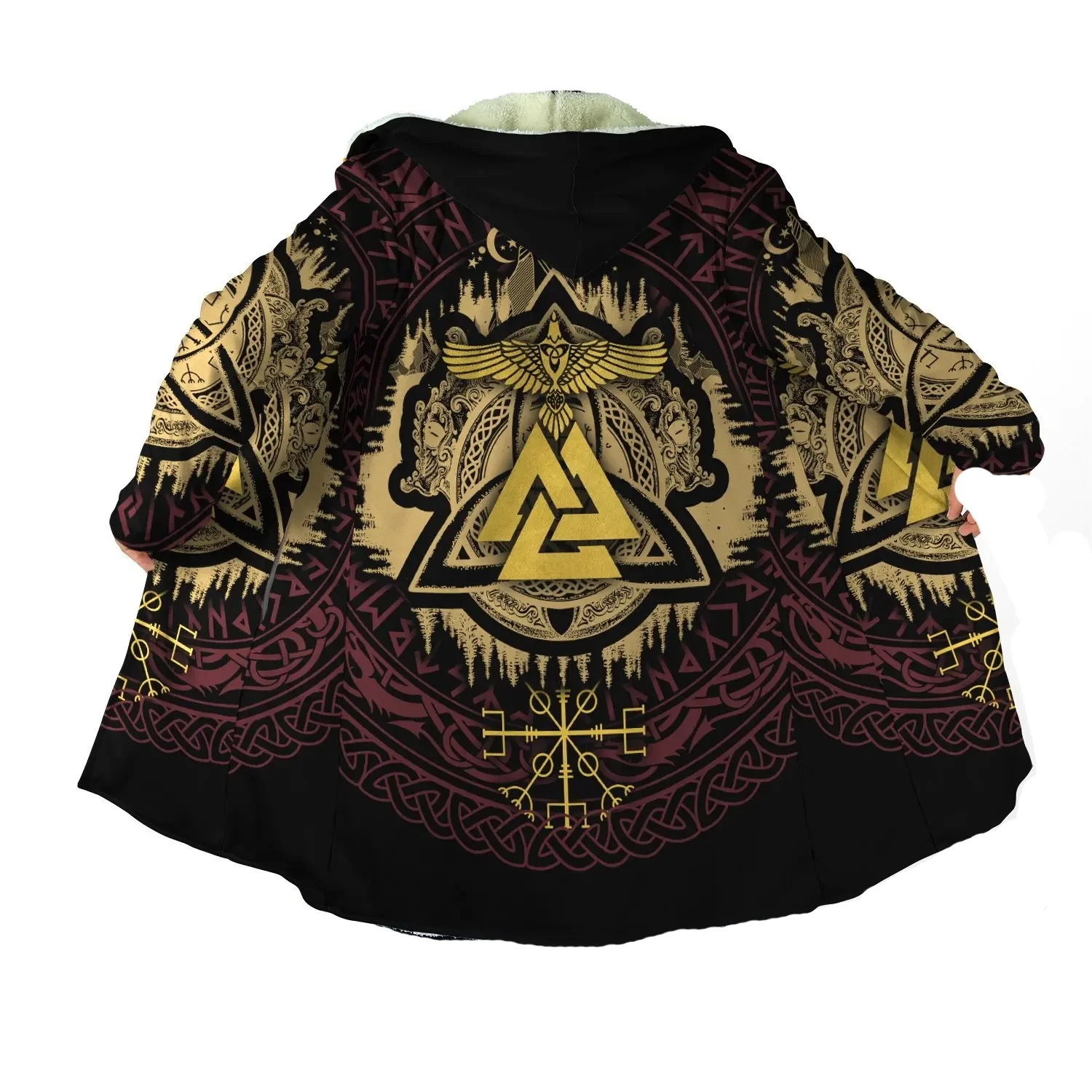 نورس الأساطير أودين الله ووريورز فينرير وولف تأثيري الوشم خمر ريترو 3DPrint الشتاء معطف غير رسمي هودي عباءة الصوف X3