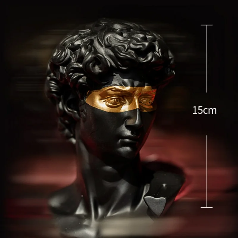 

Gold Plated Mask David Statue Artwork Character Resin Sculpture Desk Ornaments Portrait Figures Statue Living Room Decoration