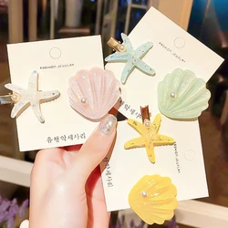 Fashion New Starfish Star Shell Pearl Hair Clip Set For Women Girls Summer Beach Holiday Party Hairpins Headband Sweet Barrettes