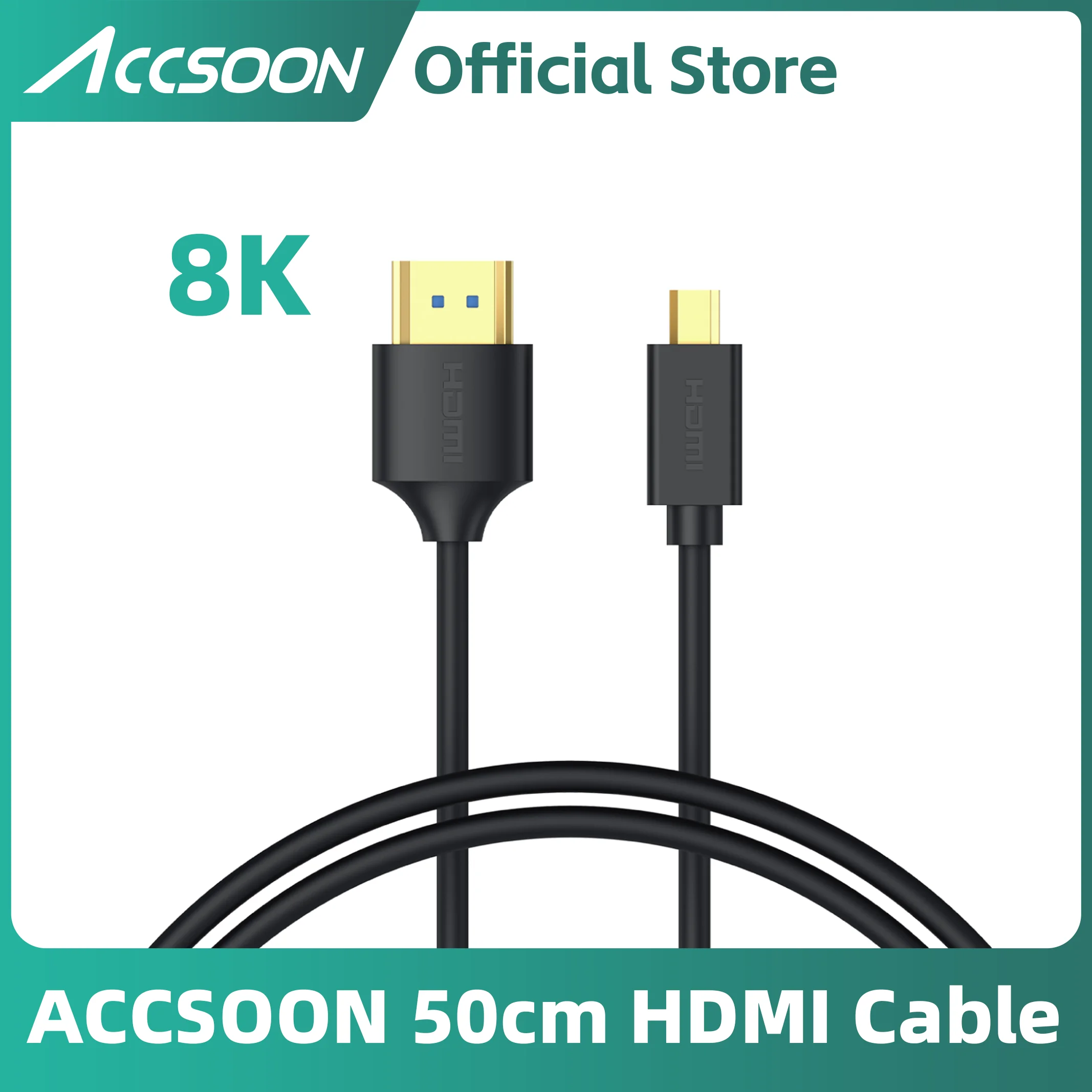 Accsoon HDMI 2.1 HD-кабель 8K/60 Гц 4K/120 Гц Micro HDMI позолоченный кабель TPE High Speed 50 см для передачи видео