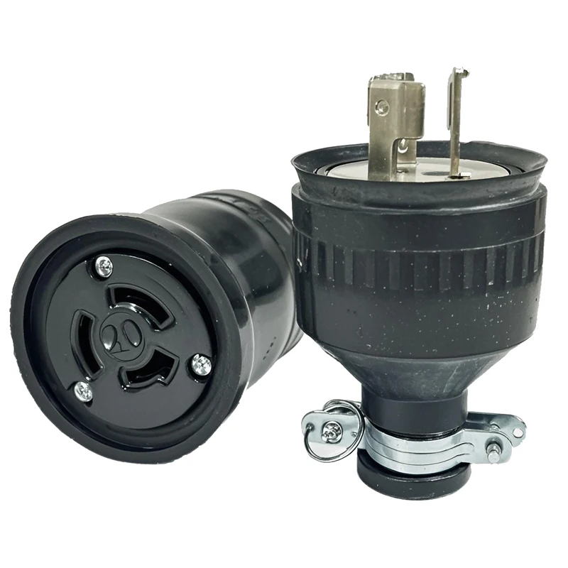 

1pcs Black Industry Waterproof 20A America Rubber Twist Locking Wire Connector Heavy-duty US Generator Control Power Plug Socket