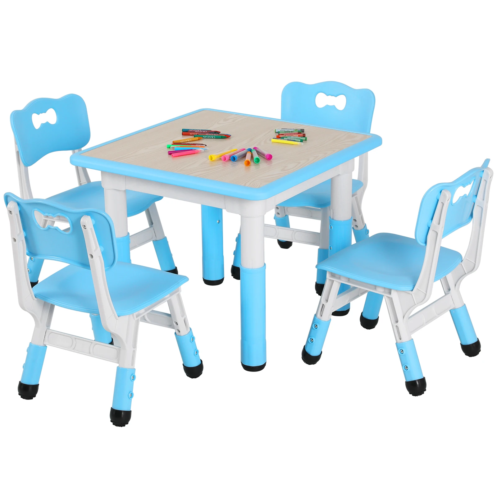 AOOU-Ensemble de table et 4 chaises pour enfants, table d'étude réglable, table d'art multi-activités, bureau graffiti, recommandé pour les tout-petits de 2 à 10 ans