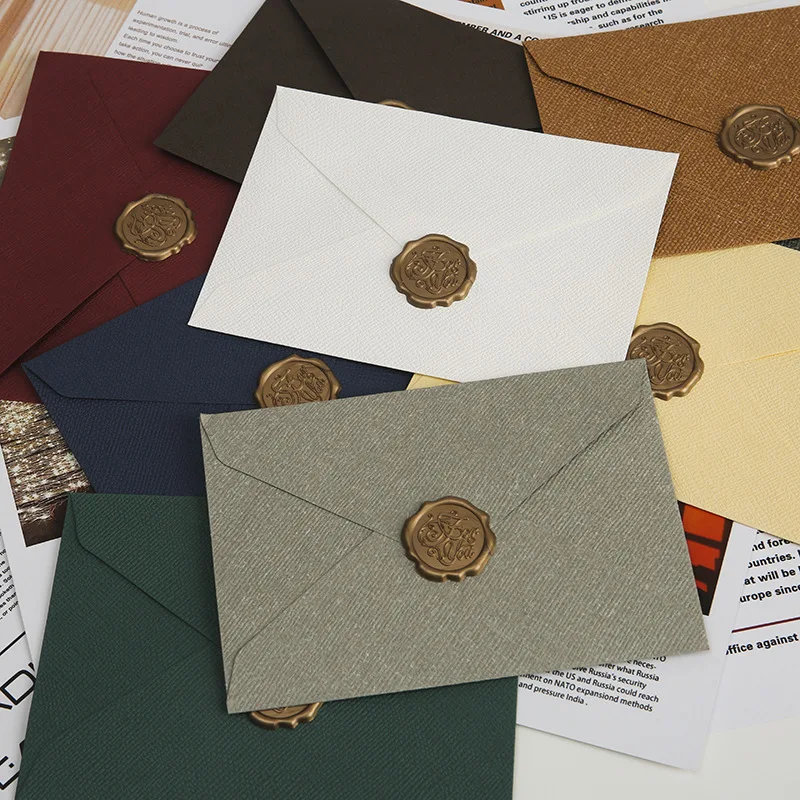 10pcs Window Envelopes for Letters DIY Handmade Gift Packaging Bag Wedding Party Invitation Card Cover Linen Texture Envelopes