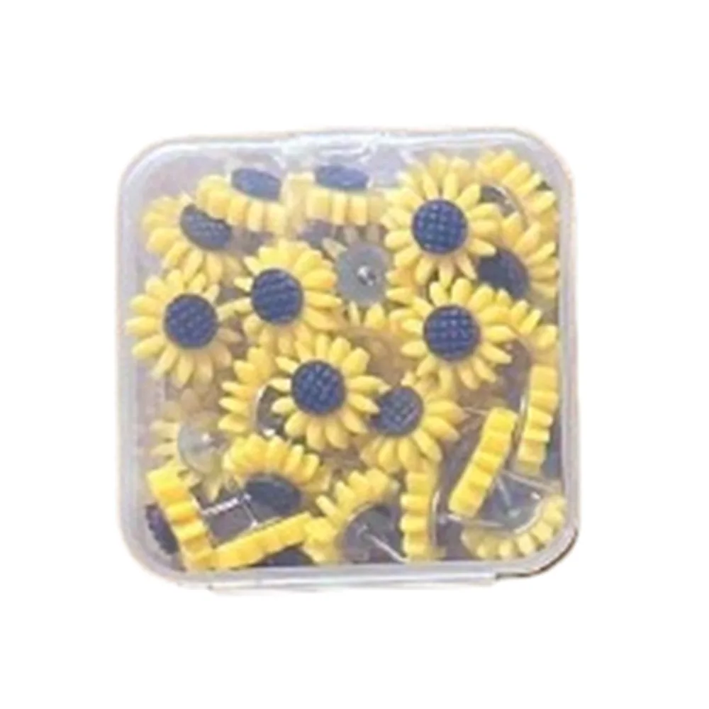 

10/20/30/40/50Pcs Creative Sunflower Pushpins Photo Wall Decor DIY Board Push Pin 3D with Box Colored Flower Push Pins