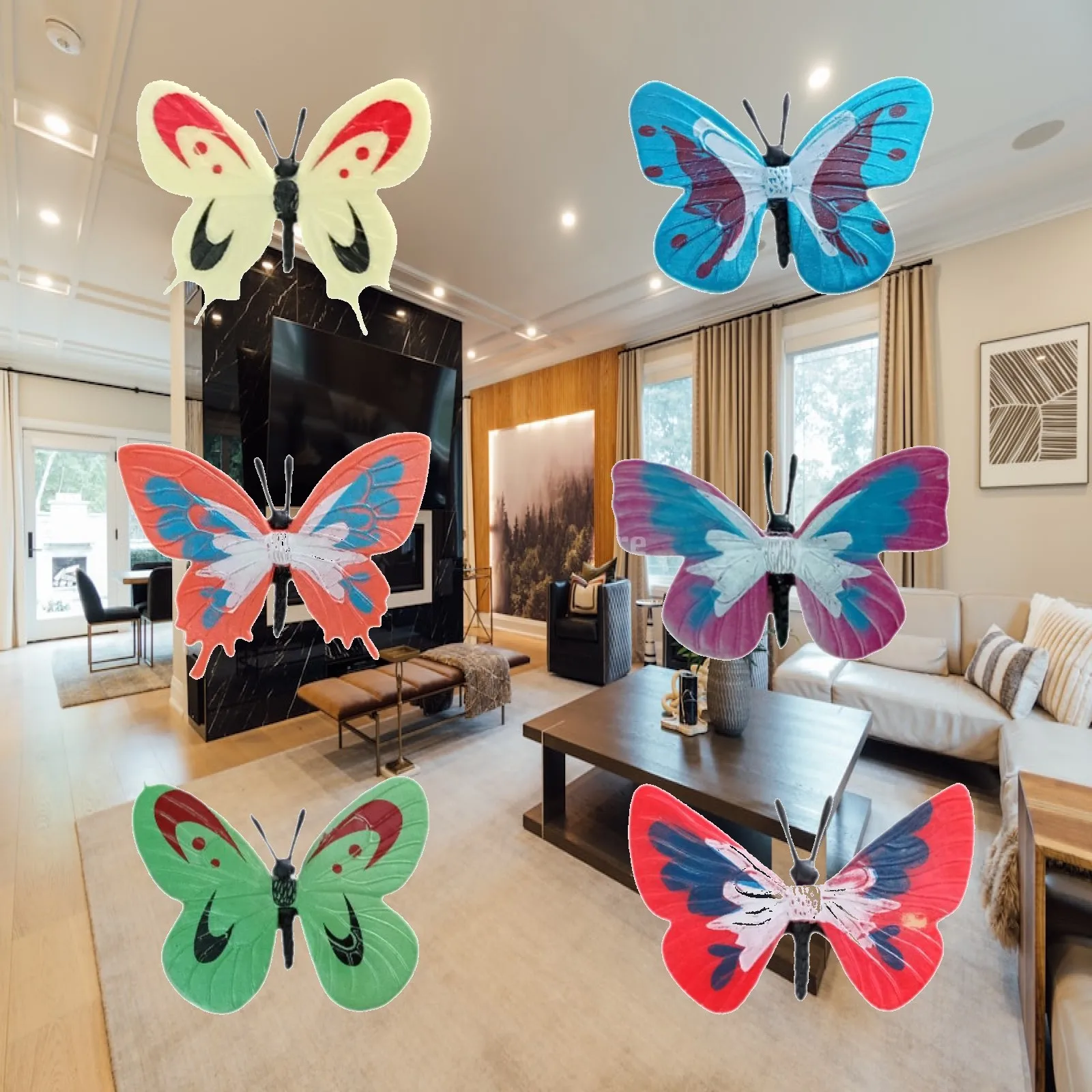 6x Butterfly Stickers Ornaments Cute 3D Small Funny Interesting Butterfly Decor for Whiteboard Door Locker Message Boards