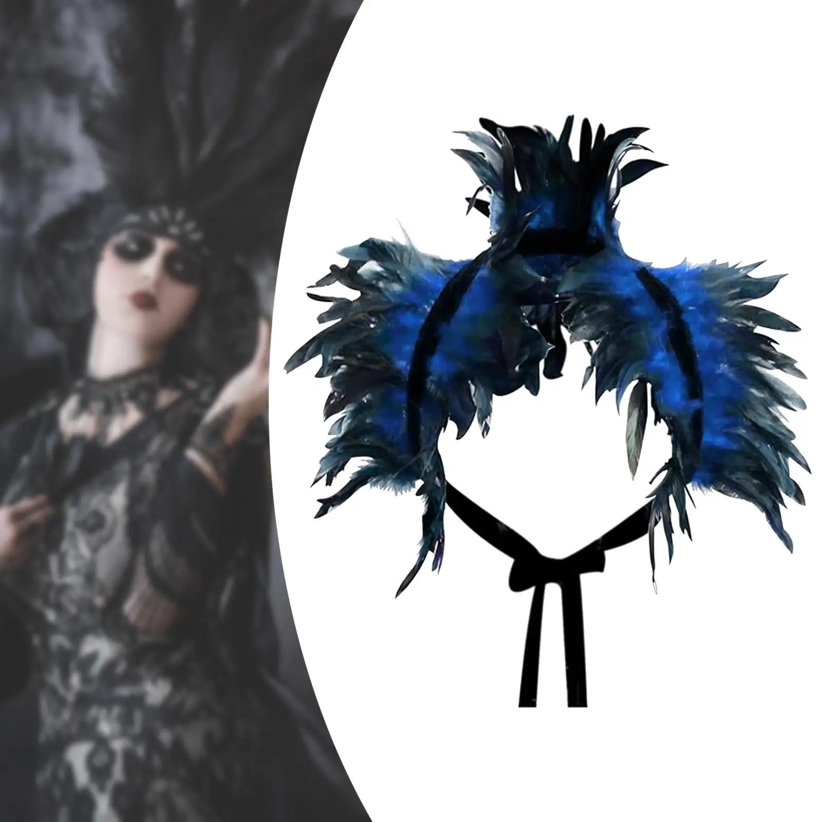 Artificial Feather Cape Stole Poncho for Carnival Festival Women Role Playing