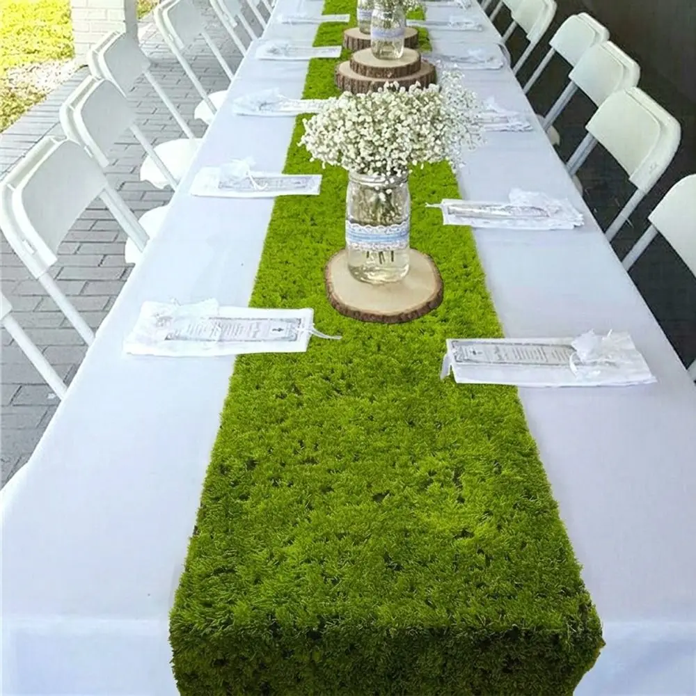 Green Artificial Grass Table Runner Length 120cm/180cm Width 30cm Turf Table Runner Scene Layout Moss Table Runner