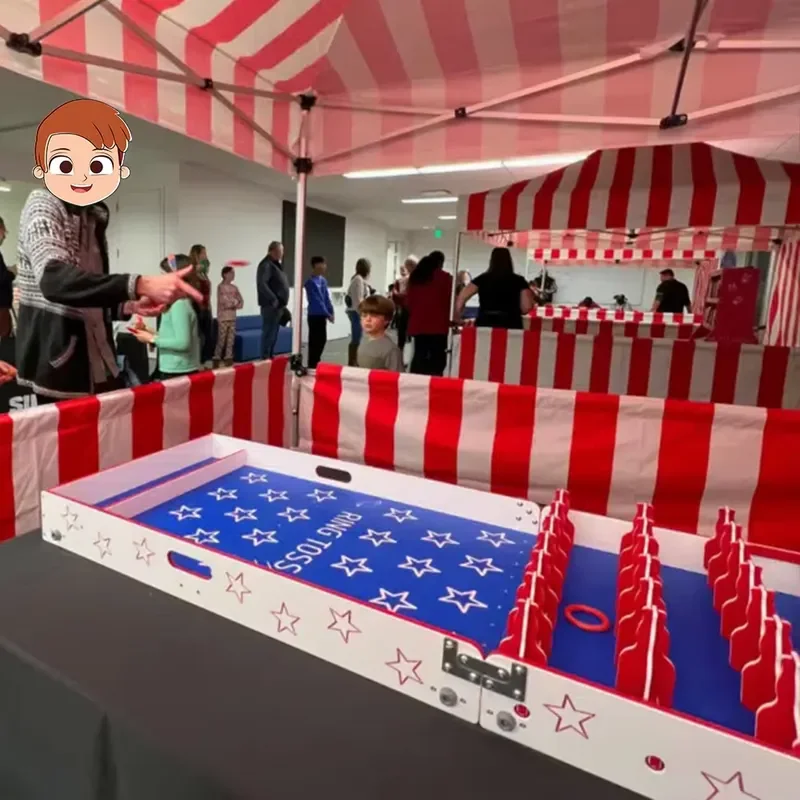 Carnival Booth Tabletop Competitive Ring Hook Challenge Game Precision Aiming Ring Toss Throwing Skill Test Interactive Game
