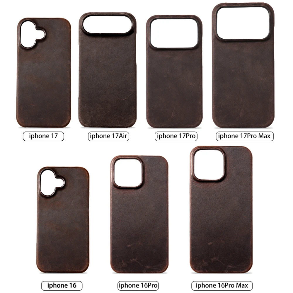 for Magsafe Case for iPhone 17 15 16 18 Pro Max Air 18Pro 17Pro Retro Luxury Genuine PULL-UP Leather Magnetic Phone Back Cover