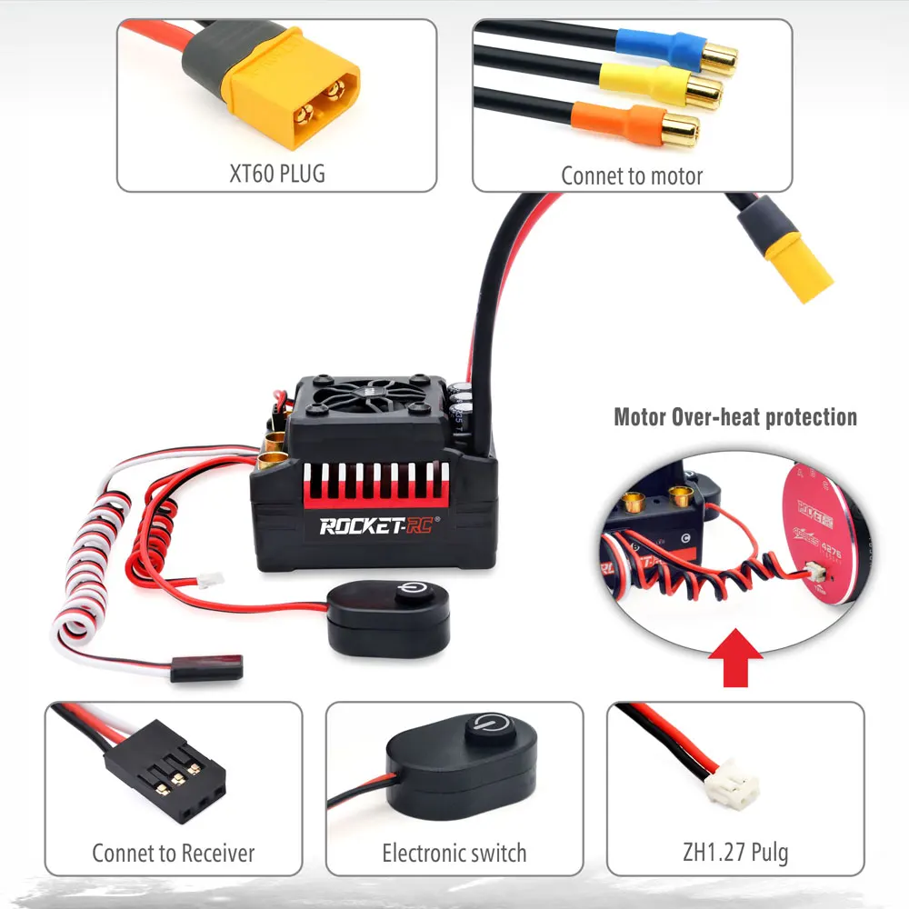 SURPASSHOBBY SUPERSONIC V2 4274 2500KV 2025KV 1850KV 4 Poles Brushless Motor and 130A/160A ESC Combo for 1/8 1/7 RC Car RC Parts