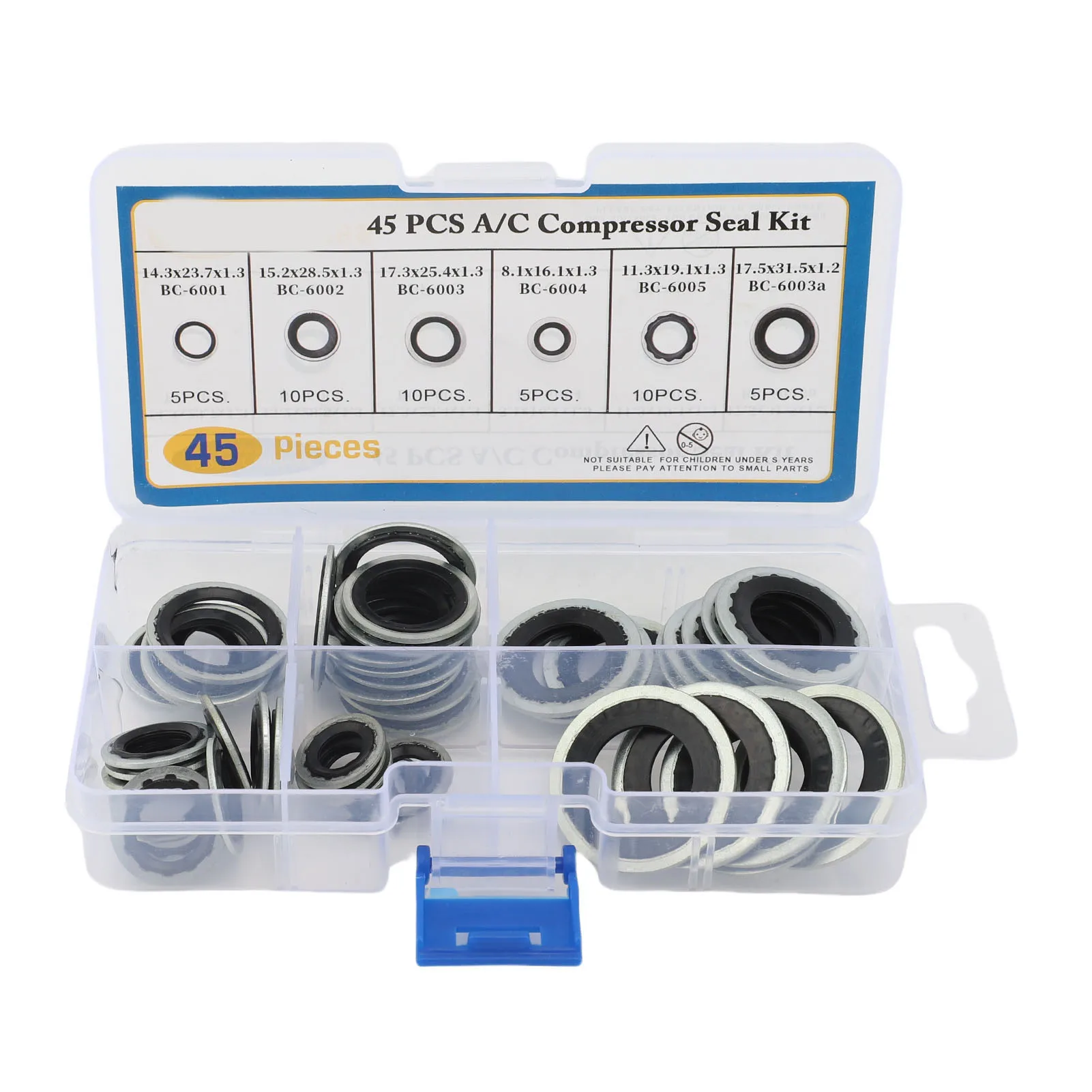 45PCS Air Conditioning Compressor Gasket 6 Sizes  Automotive AC Compressor Port  Washers for Bumper Door Panel