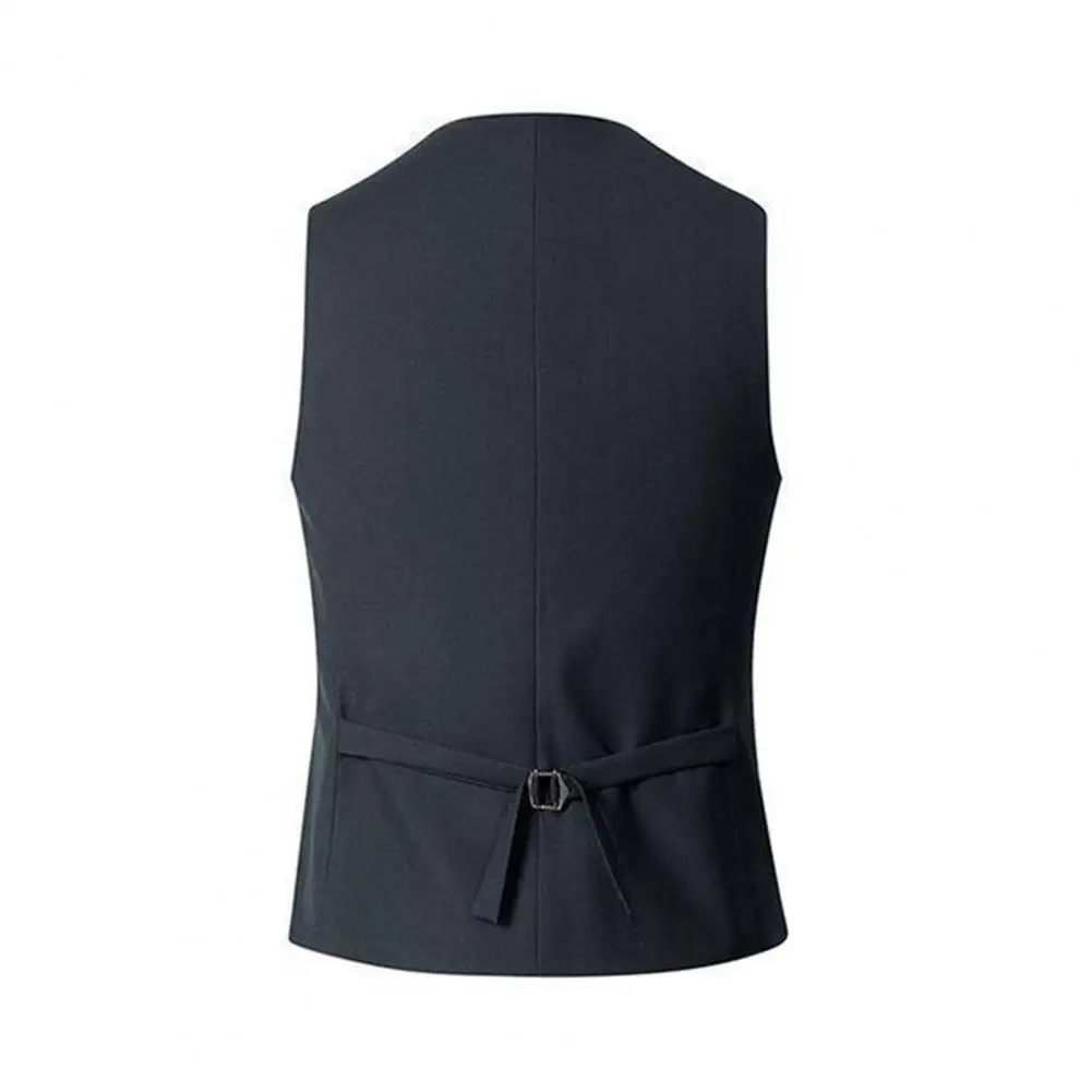 

Large Size 3XL Men Single Breasted Formal Suit Vest Black Pure Color Wedding Ball Business Social Party Dress Waistcoat