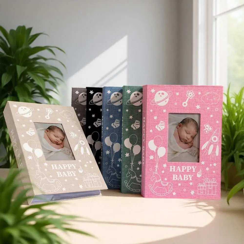 Creative 4R/4×6 Photo Growth Album 300 Pockets Memorial Memory Book Thickened Linen Cover Newborn Photo Album Gifts