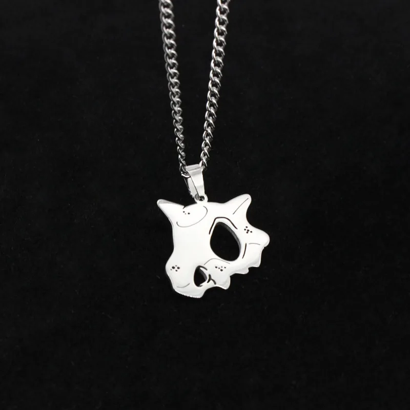 Pokemon Cubone Necklace Hip Hop Men's Women's Stainless Steel Bone Shaped Pendant Couple Student Youth Fashion Trend Toy Gifts