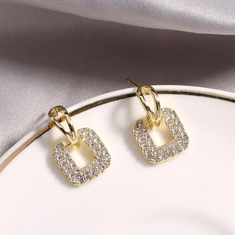 Anziw Moissanite Drop Square Stud Earrings Silver 3
