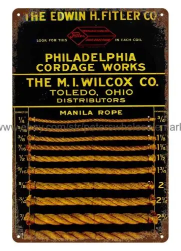 Philadelphia Cordage Rope Display Toledo Ohio metal tin sign bedroom ideas