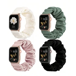 4pcs Women's Nylon Elastic Band With Hair Loop Watch Ttrap 38/40/41/42/44/45/49mm for Apple Watch Ultra/SE/8/7/6/5/4/3/2/1