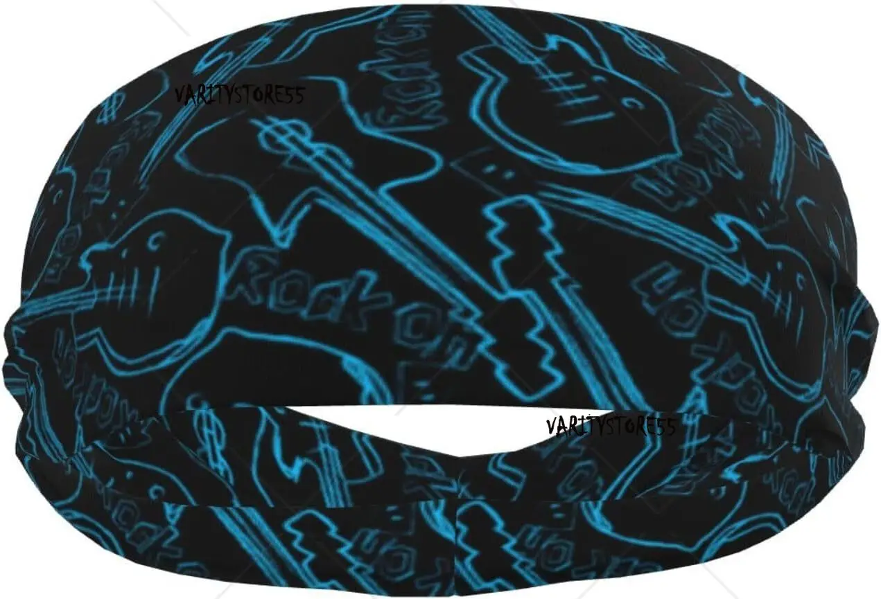 

Guitar Sport Sweatbands for Women Men Headbands Music Stretchy Sweatband Notes Head Bands Headband