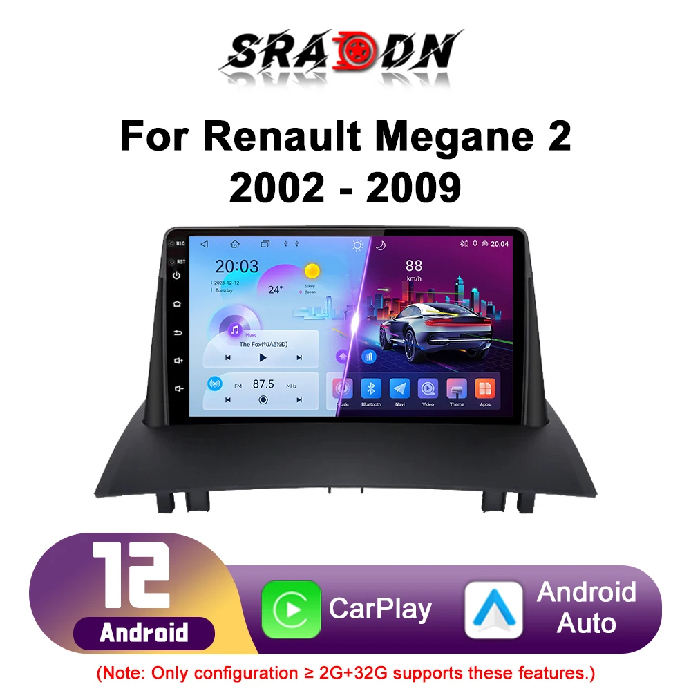 For Renault Megane 2 2002 - 2009 Android Car Radio Automotive Multimedia Player GPS Navigation Carplay Touch Screen Auto Stereo